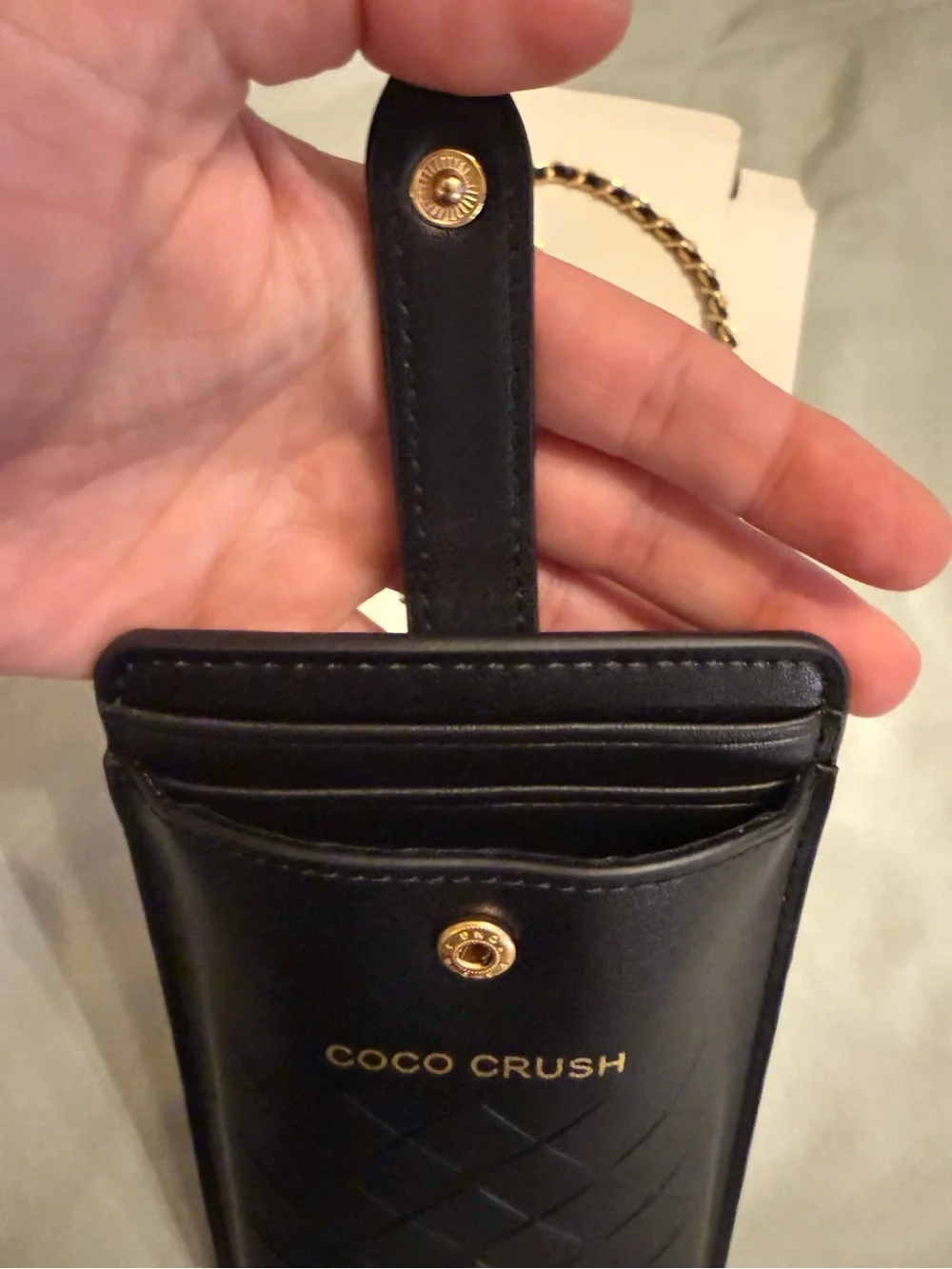 CHANEL Black Coco Crush Quilted Leather Wallet or Phone/Accessory Holder